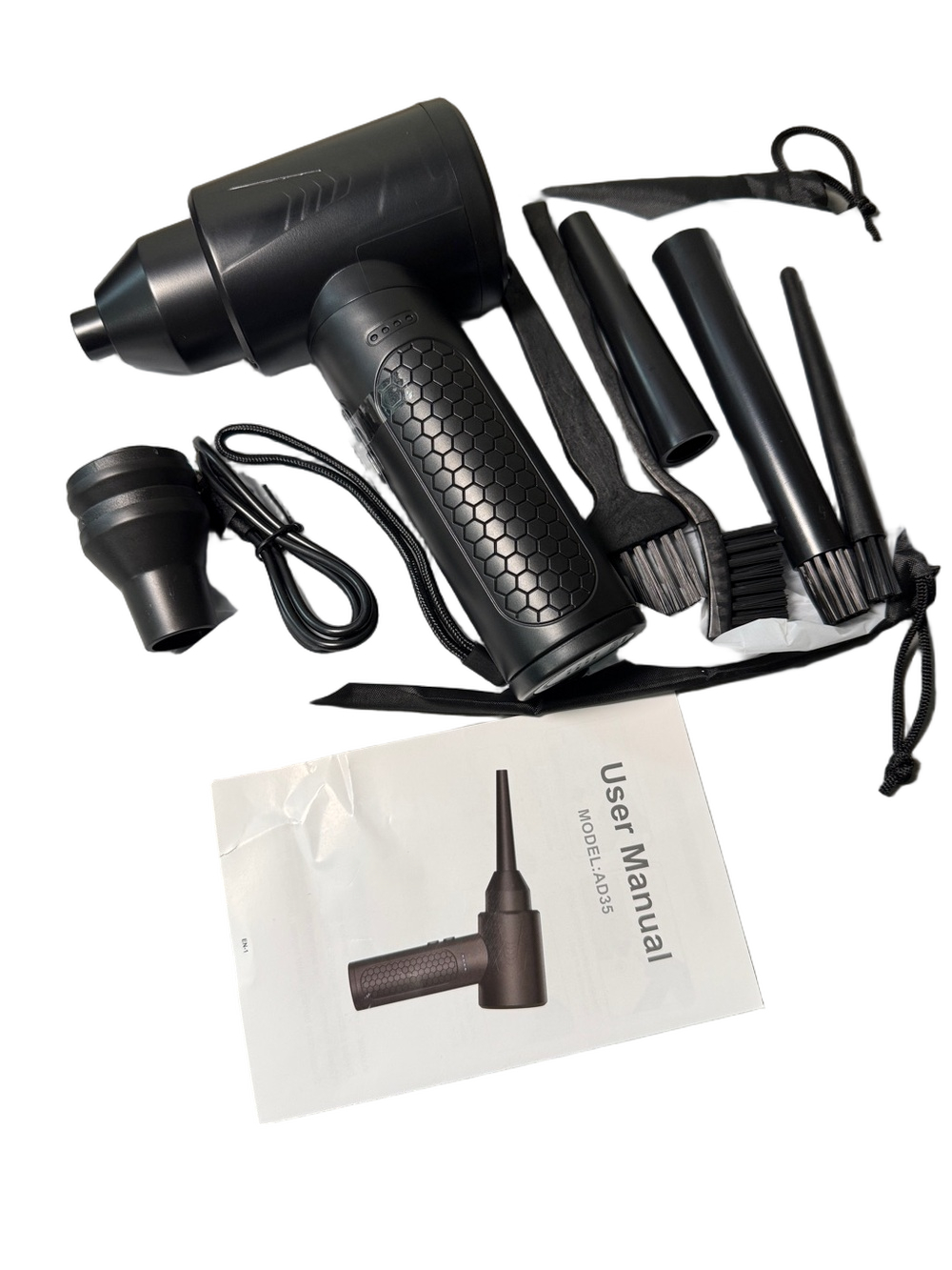 Compact Black Hair Styling Kit with Multiple Attachments